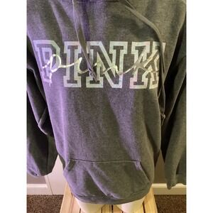 PINK Victoria's Secret Charcoal Gray Hoodie Sweatshirt Marbled Logo XS